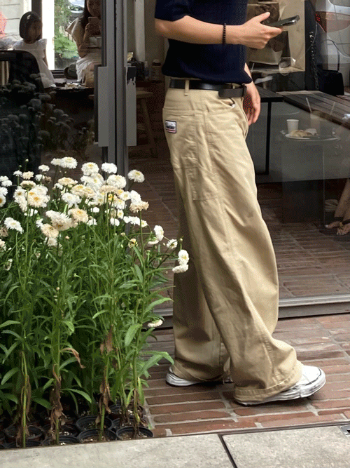 Season patch cotton pants (4color)