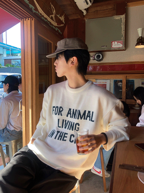 Animal round knitwear (3color)