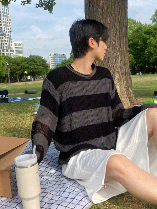 Beach summer stripe knit (3color)